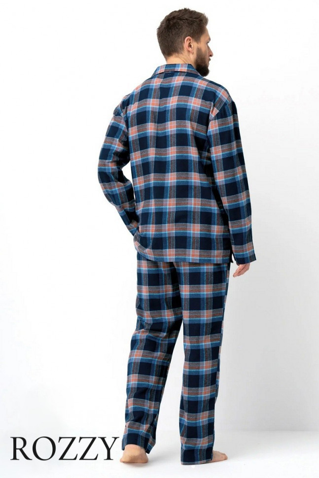 Пижама мужская фланелевая Key MNS 431 темно-синий