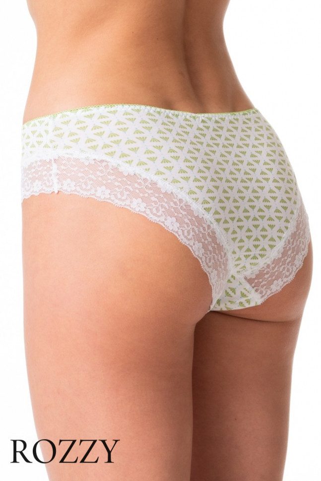 Трусы бразильяна вискозные Key LPB 990 A24 белый/бирюзовый (уп.2шт.) 