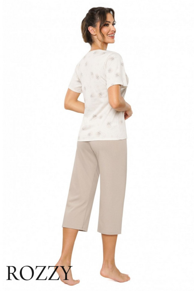 Пижама хлопковая Donna Sandi 3/4 молочный/светло-бежевый