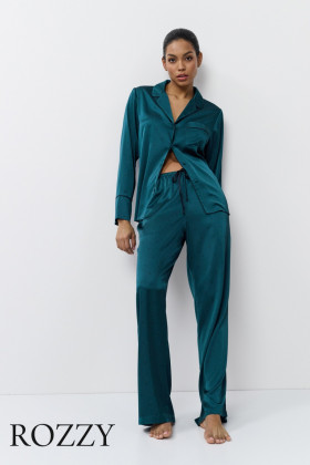 Пижама атласная Aruelle Emeralda изумрудный