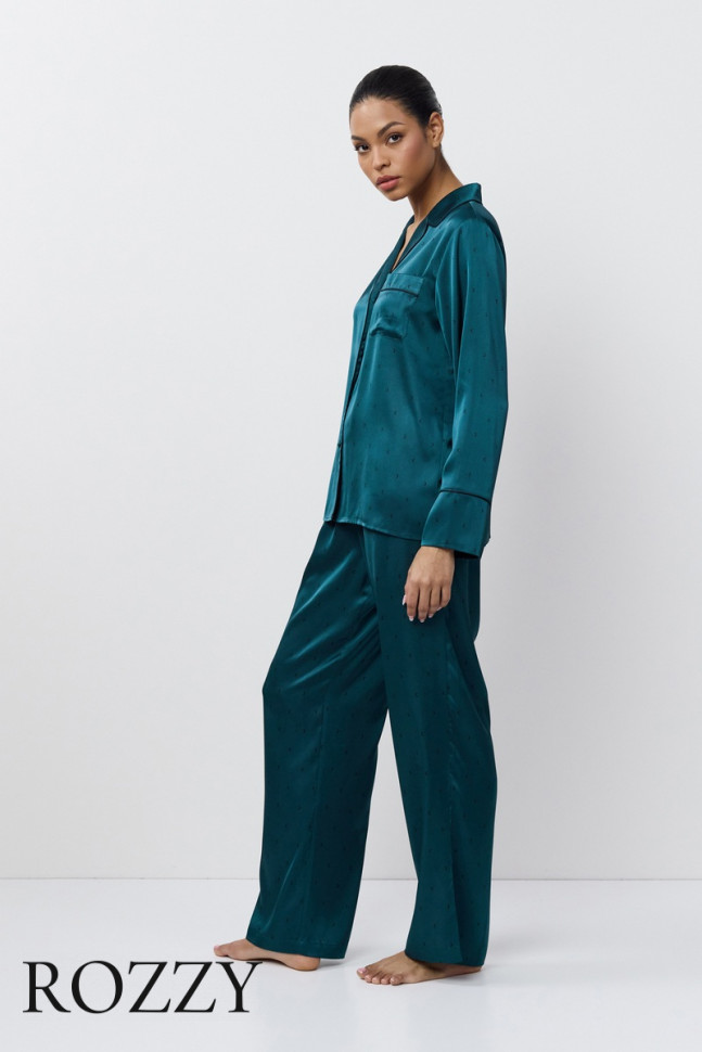 Пижама атласная Aruelle Emeralda изумрудный