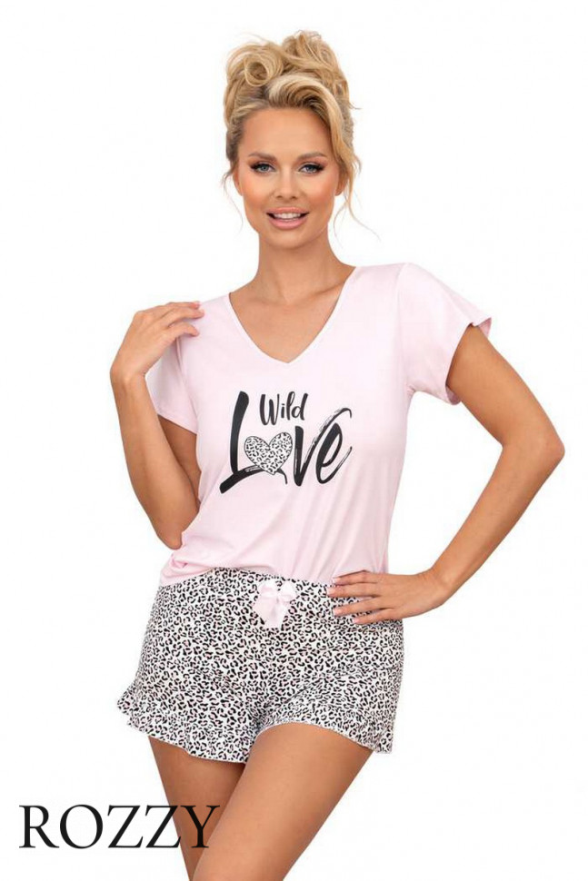Пижама хлопковая Donna Pantera 1/2 светло-розовый/черный
