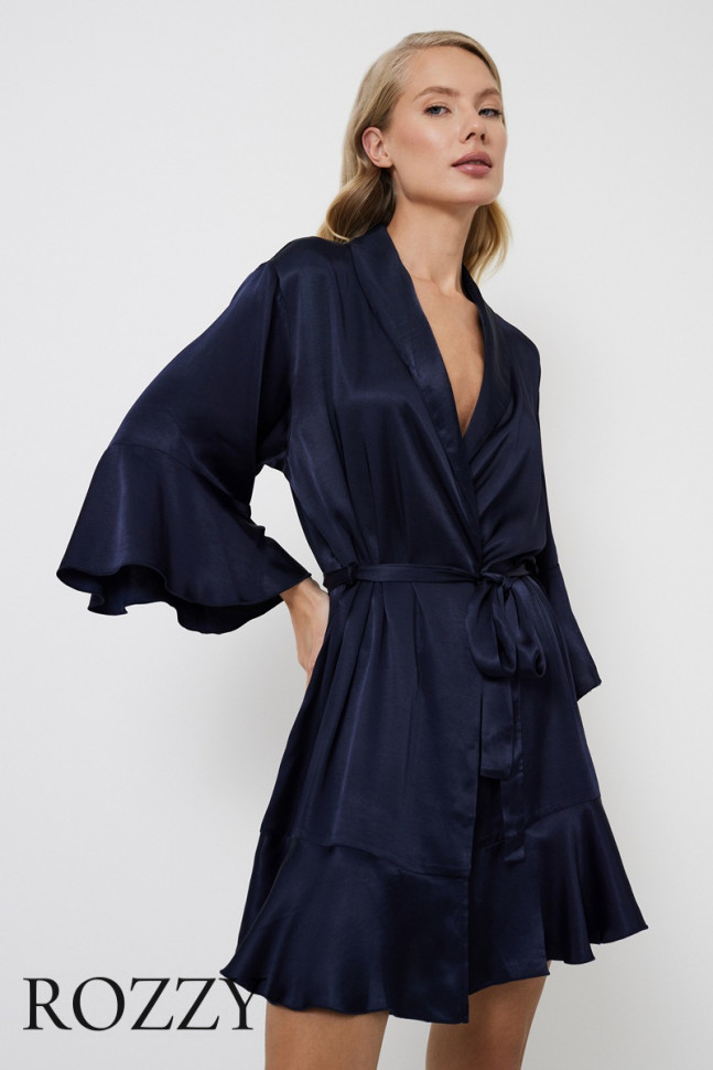 Халат вискозный Aruelle Cressida темно-синий