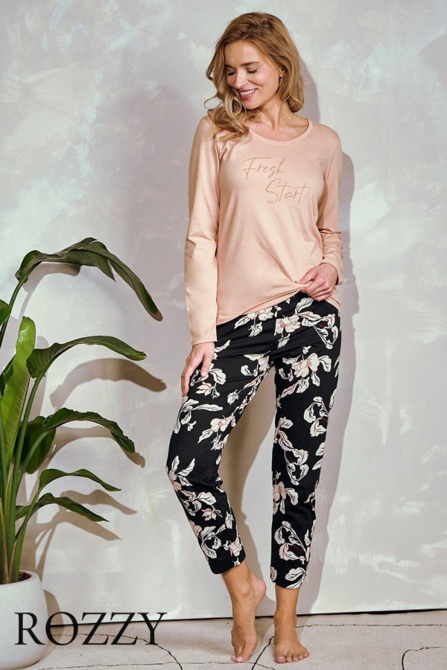 Пижама хлопковая Taro Katie 3234/3255 бежево-розовый/черный