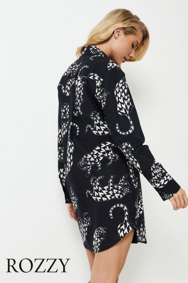 Сорочка хлопковая Aruelle Tamisha черный/белый