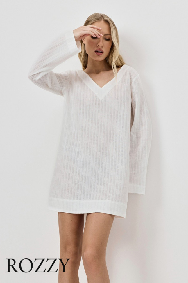 Платье домашнее хлопковое Aruelle Elara слоновая кость