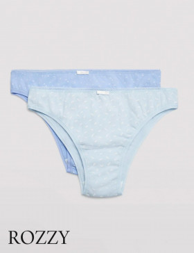 Трусы бразильяна хлопковые Ysabel Mora 19436 голубой/светло-голубой (уп.2шт.)