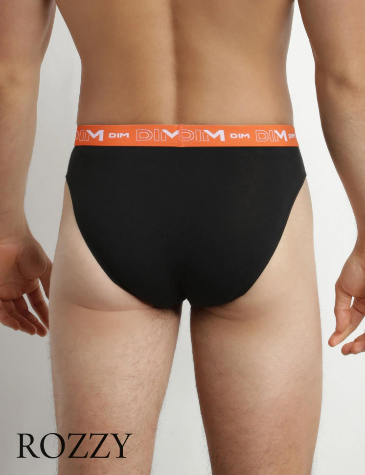 Трусы слипы мужские DIM 6595/3 черный (голубой/оранжевый/зеленый) (уп.3шт.)