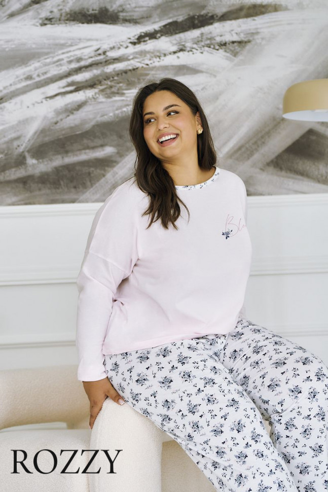 Пижама хлопковая Taro Ella Maxi 3465/3466 светло-розовый/белый