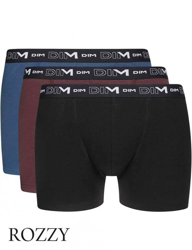 Трусы шорты мужские DIM 6596/3 черный/коричневый/синий (уп.3шт.)