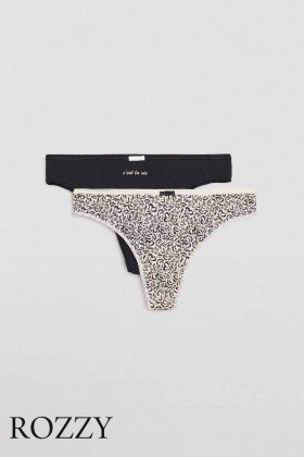 Трусы стринги хлопковые Ysabel Mora 19012 черный/белый (уп.2шт.)