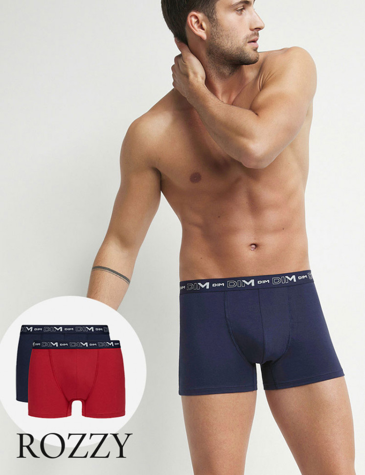 Трусы шорты мужские DIM 6596/2 синий/красный (уп.2шт.)