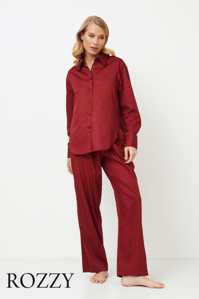 Пижама хлопковая Aruelle Vittoria бургундское вино