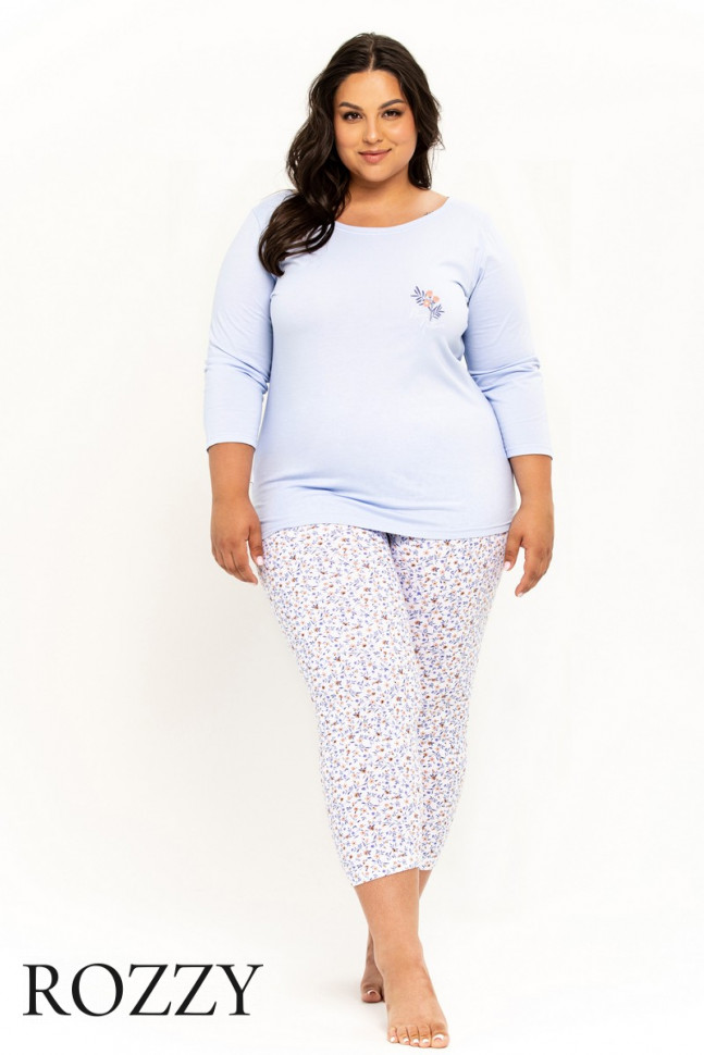 Пижама хлопковая Taro Ariella Maxi 3240/3256/3257 светло-голубой