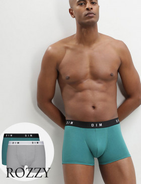 Трусы шорты мужские DIM 0ARL серый/изумрудно-зеленый (уп.2шт.)