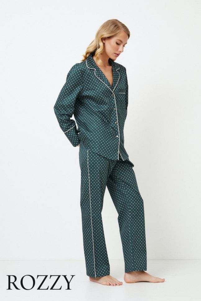 Пижама хлопковая Aruelle Genny зеленый