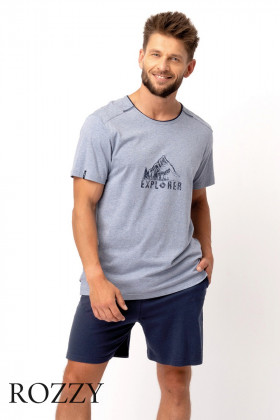 Пижама мужская Key MNS 628 темно-синий/серо-голубой