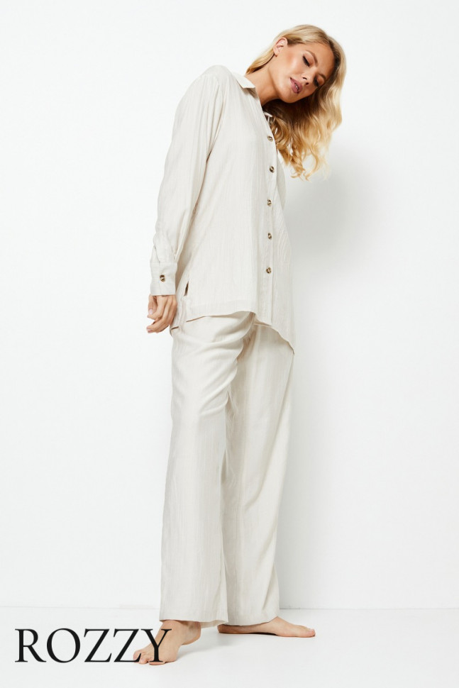 Пижама вискозная Aruelle Amara Set серо-бежевый