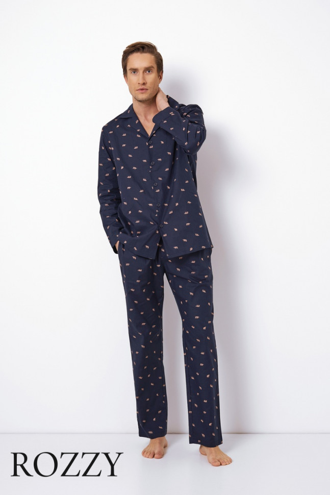 Пижама мужская хлопковая Aruelle Benjamin Blue темно-синий
