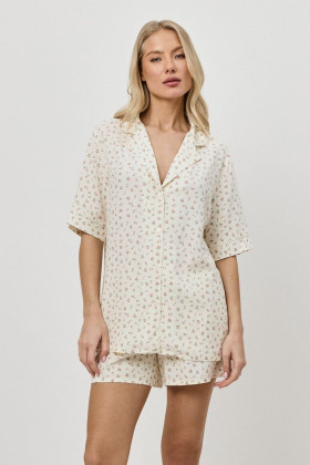 Пижама вискозная с шортами Aruelle Caprielle бледно-желтый