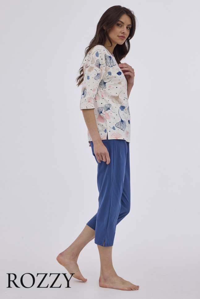 Пижама хлопковая Cornette Selena 147 экрю/синий