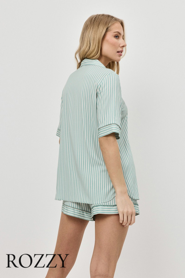 Пижама вискозная с шортами Aruelle Moss оливковый