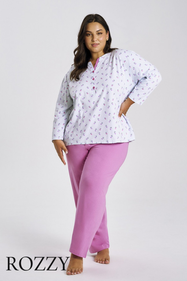 Пижама хлопковая Taro Yolanda Maxi 3446/3462 белый/розовый