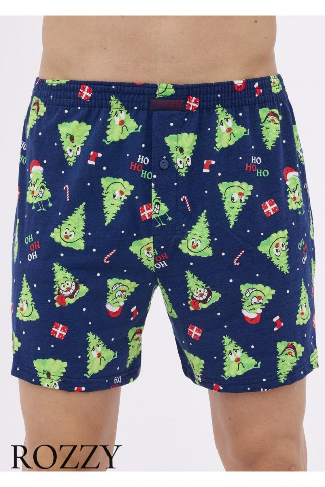 Трусы боксеры мужские Cornette 001/011-14 темно-синий/зеленый