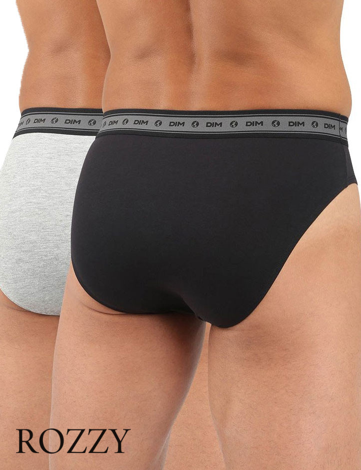 Трусы слипы мужские DIM 0A6D черный/серый (уп.2шт.)