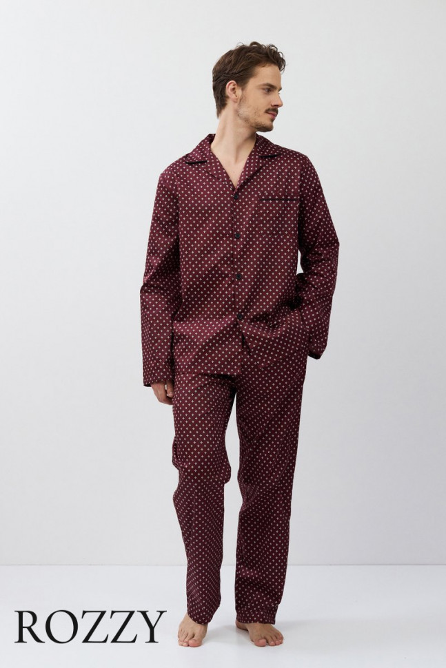 Пижама мужская хлопковая Aruelle Grant бордовый