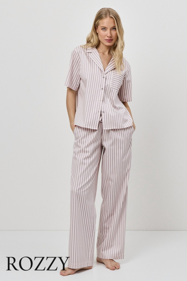 Пижама хлопковая Aruelle Elow светло-розовый/капучино