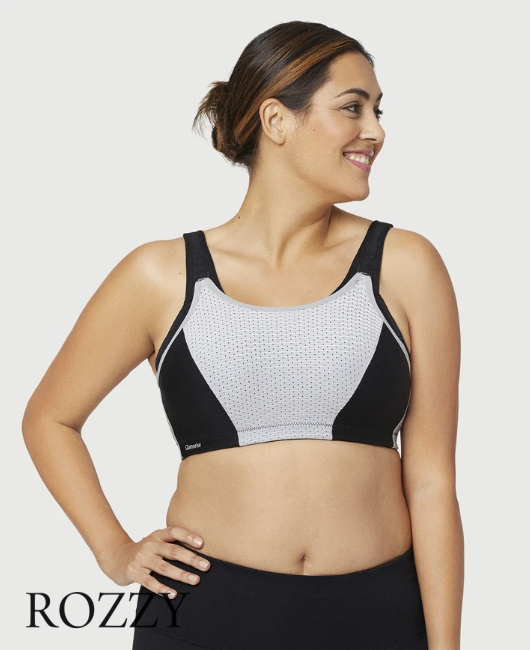 Бюстгальтер спортивный без косточек Glamorise GI1166 черный/серый