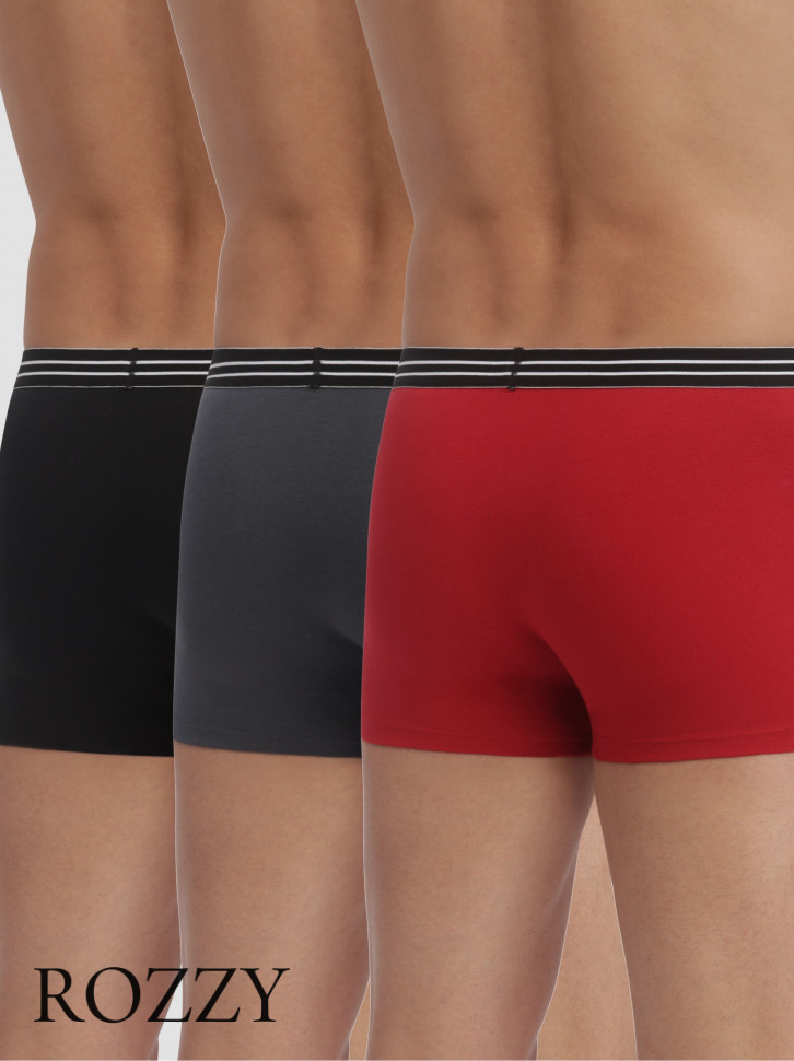 Трусы шорты мужские DIM 6578/3 кармин/серый/черный (уп.3шт.)