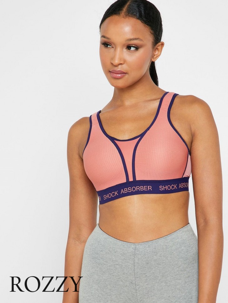 Бюстгальтер спортивный без косточек Shock Absorber S06S7 розовый цитрус/синий